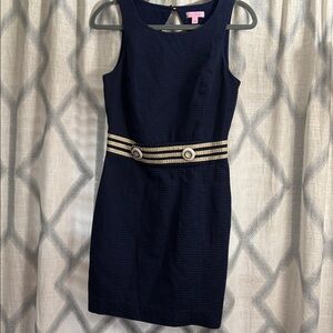 Lilly Pulitzer Navy and gold Textured Dress